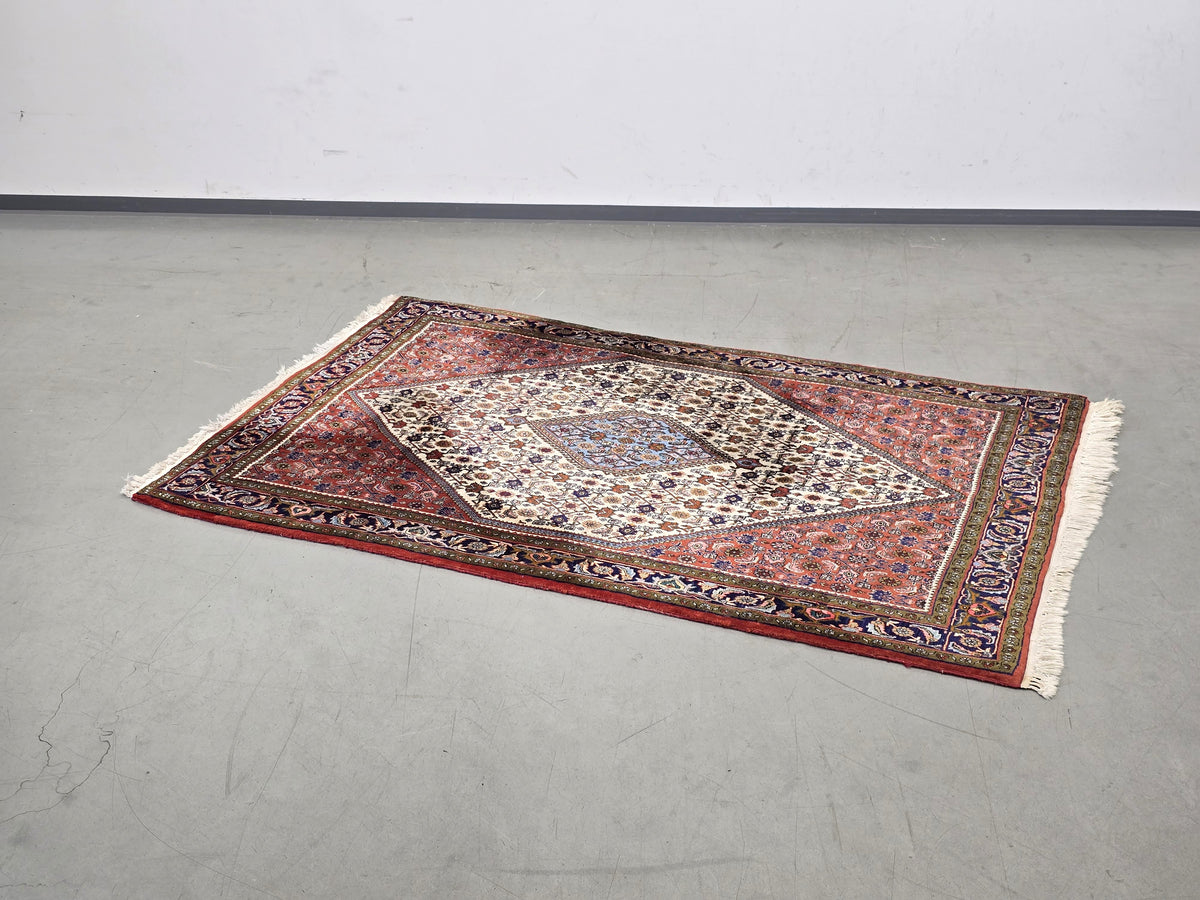 PERSER TEPPICH Abadeh Handgeknüpft Orientteppich Wolle Vintage Antik Rot Blau