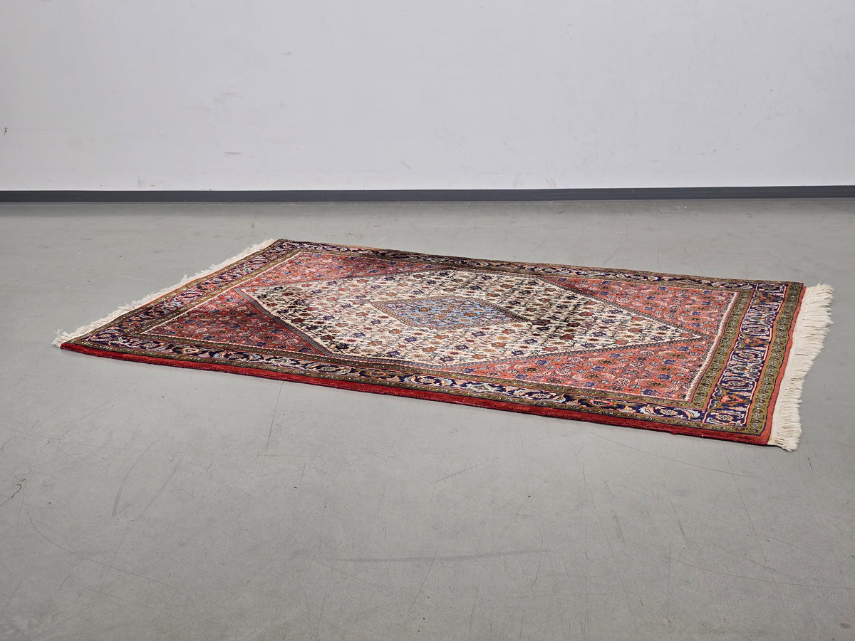 PERSER TEPPICH Abadeh Handgeknüpft Orientteppich Wolle Vintage Antik Rot Blau