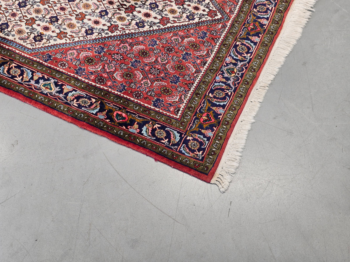 PERSER TEPPICH Abadeh Handgeknüpft Orientteppich Wolle Vintage Antik Rot Blau