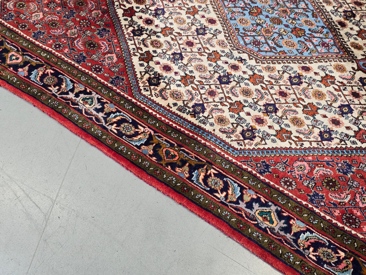 PERSER TEPPICH Abadeh Handgeknüpft Orientteppich Wolle Vintage Antik Rot Blau
