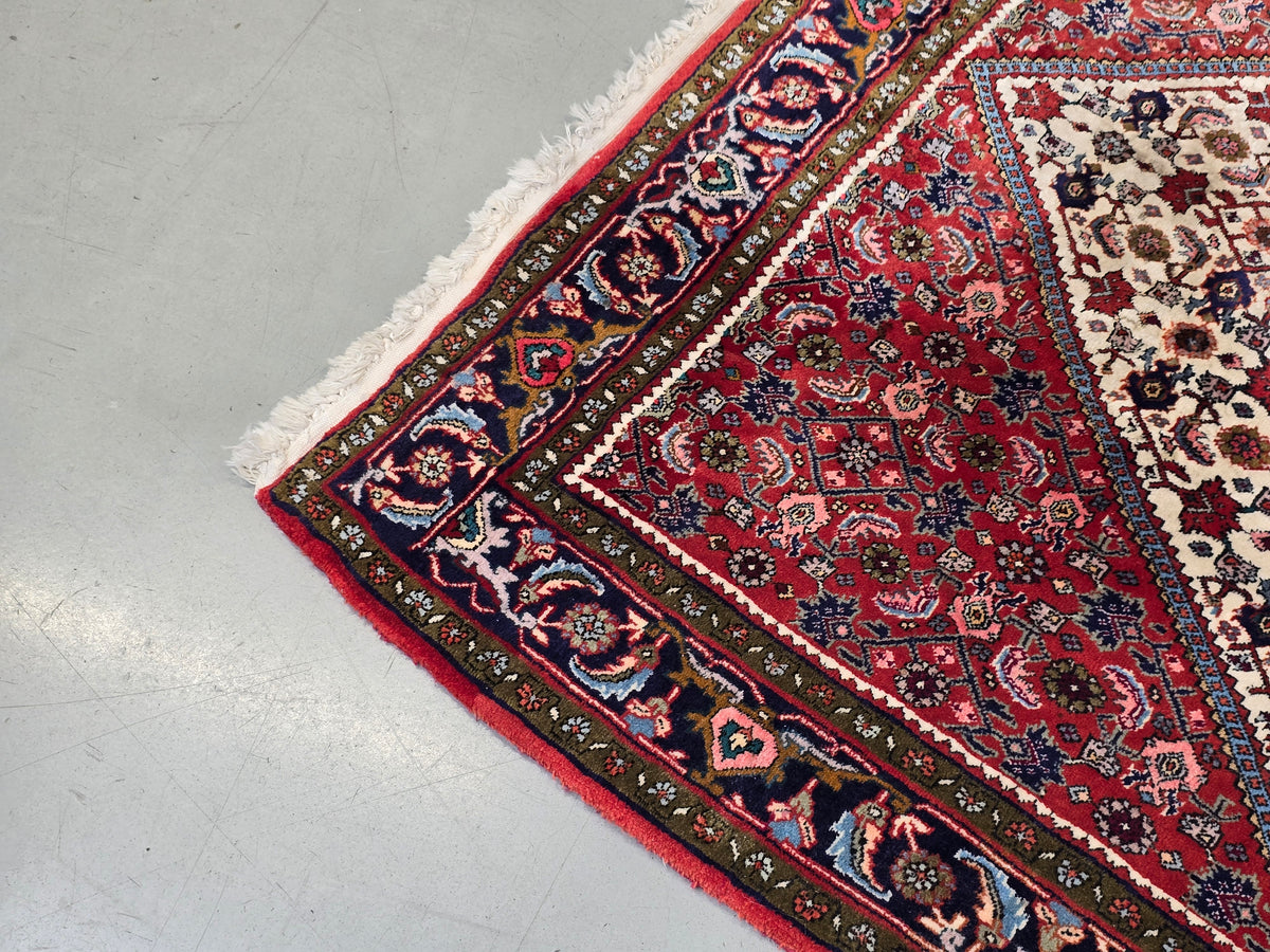 PERSER TEPPICH Abadeh Handgeknüpft Orientteppich Wolle Vintage Antik Rot Blau