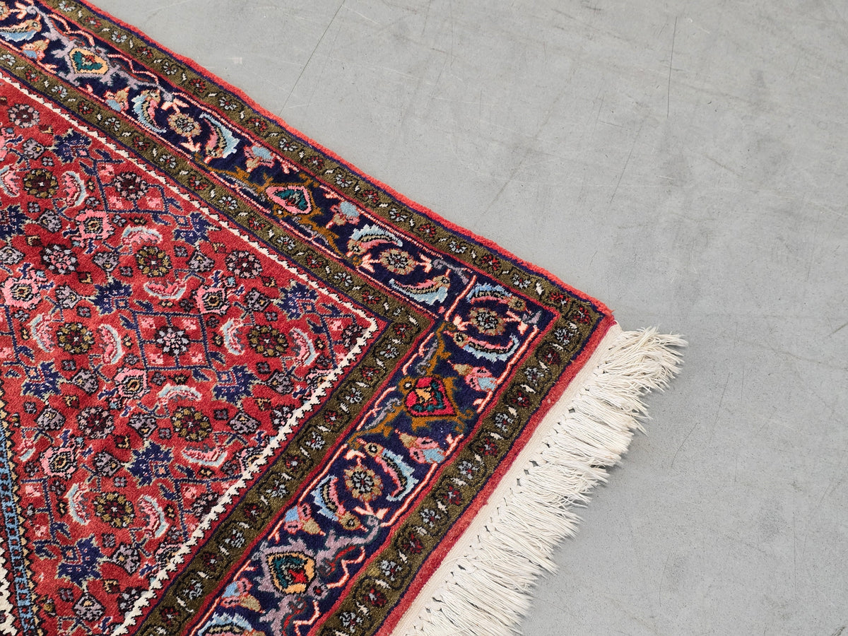 PERSER TEPPICH Abadeh Handgeknüpft Orientteppich Wolle Vintage Antik Rot Blau