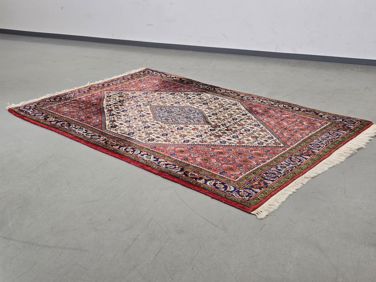 PERSER TEPPICH Abadeh Handgeknüpft Orientteppich Wolle Vintage Antik Rot Blau