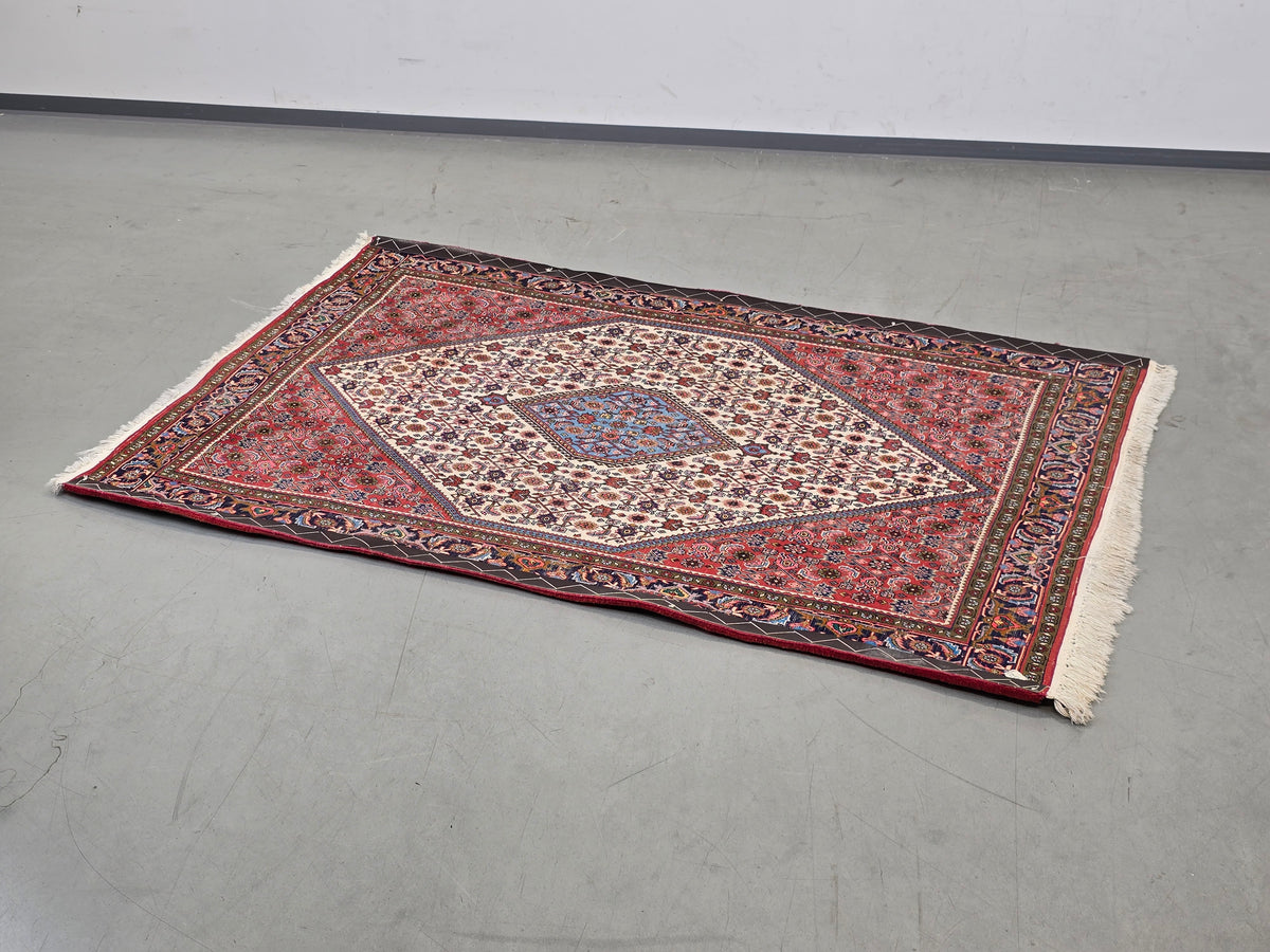 PERSER TEPPICH Abadeh Handgeknüpft Orientteppich Wolle Vintage Antik Rot Blau