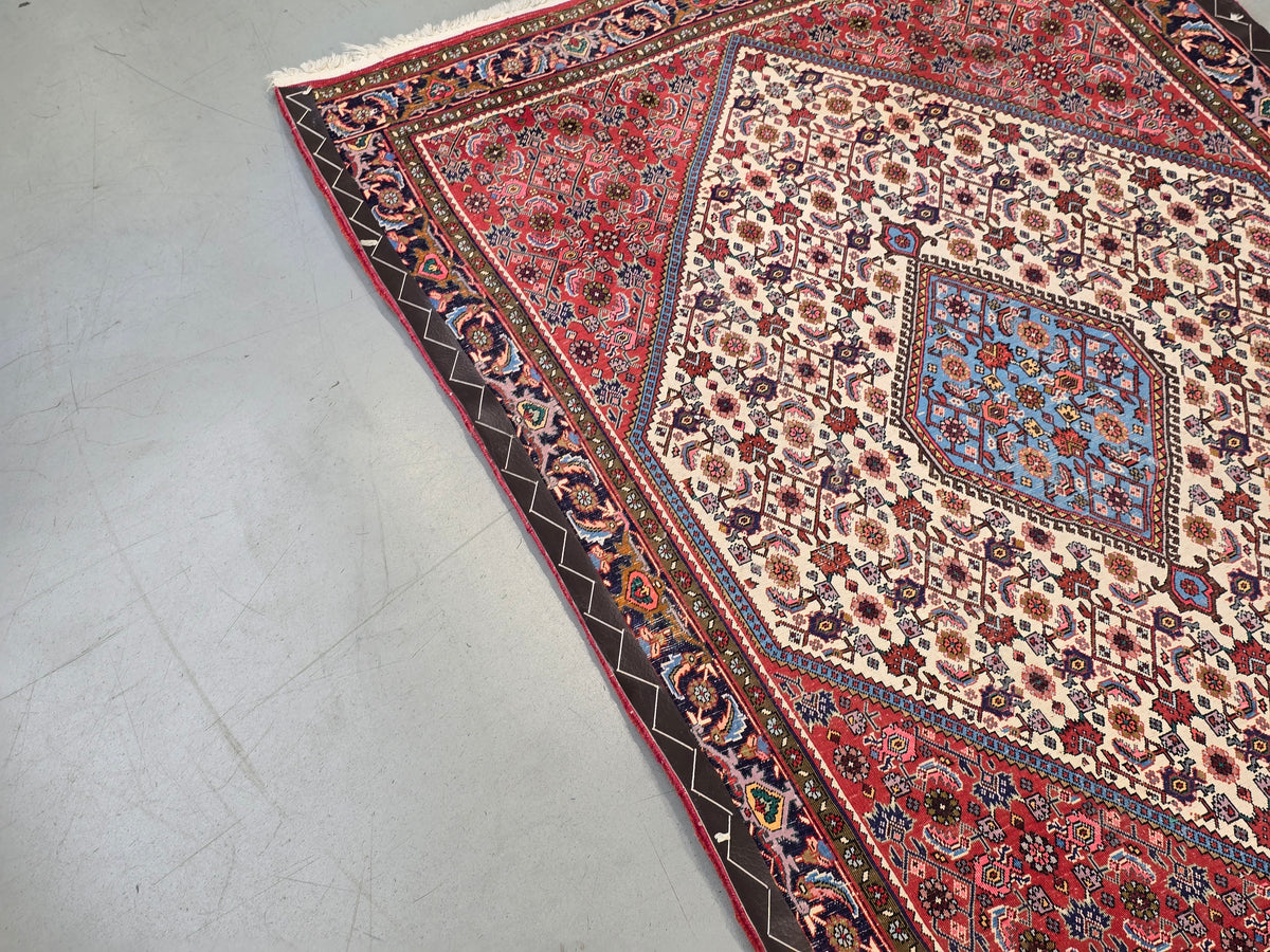 PERSER TEPPICH Abadeh Handgeknüpft Orientteppich Wolle Vintage Antik Rot Blau