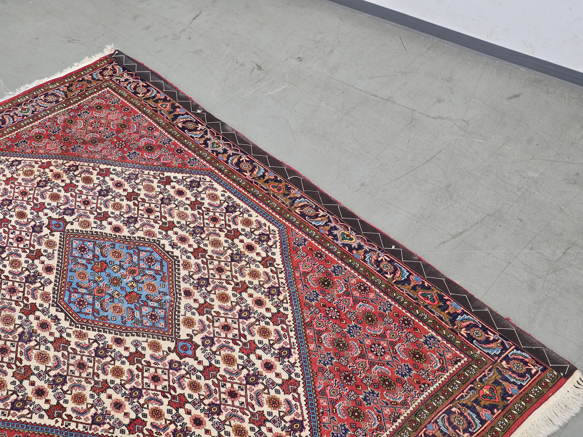 PERSER TEPPICH Abadeh Handgeknüpft Orientteppich Wolle Vintage Antik Rot Blau