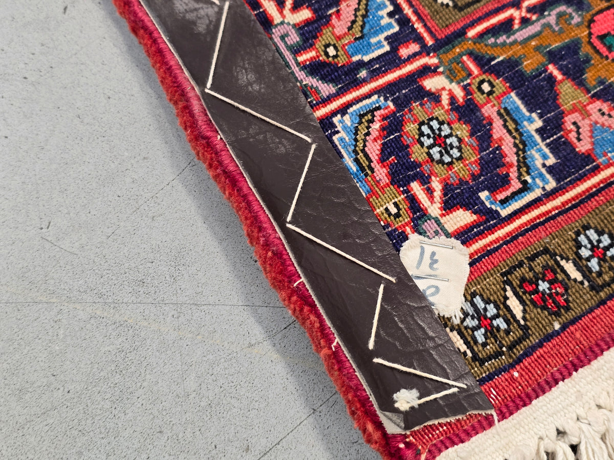 PERSER TEPPICH Abadeh Handgeknüpft Orientteppich Wolle Vintage Antik Rot Blau