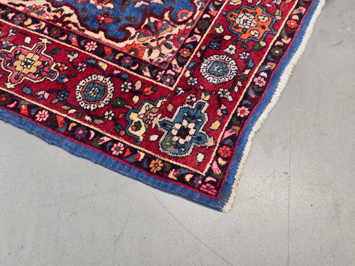 PERSER TEPPICH Keschan Blau Orientteppich Wolle Handgeknüpft Vintage