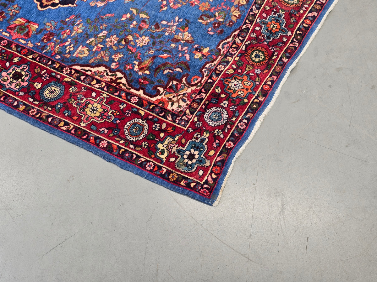 PERSER TEPPICH Keschan Blau Orientteppich Wolle Handgeknüpft Vintage