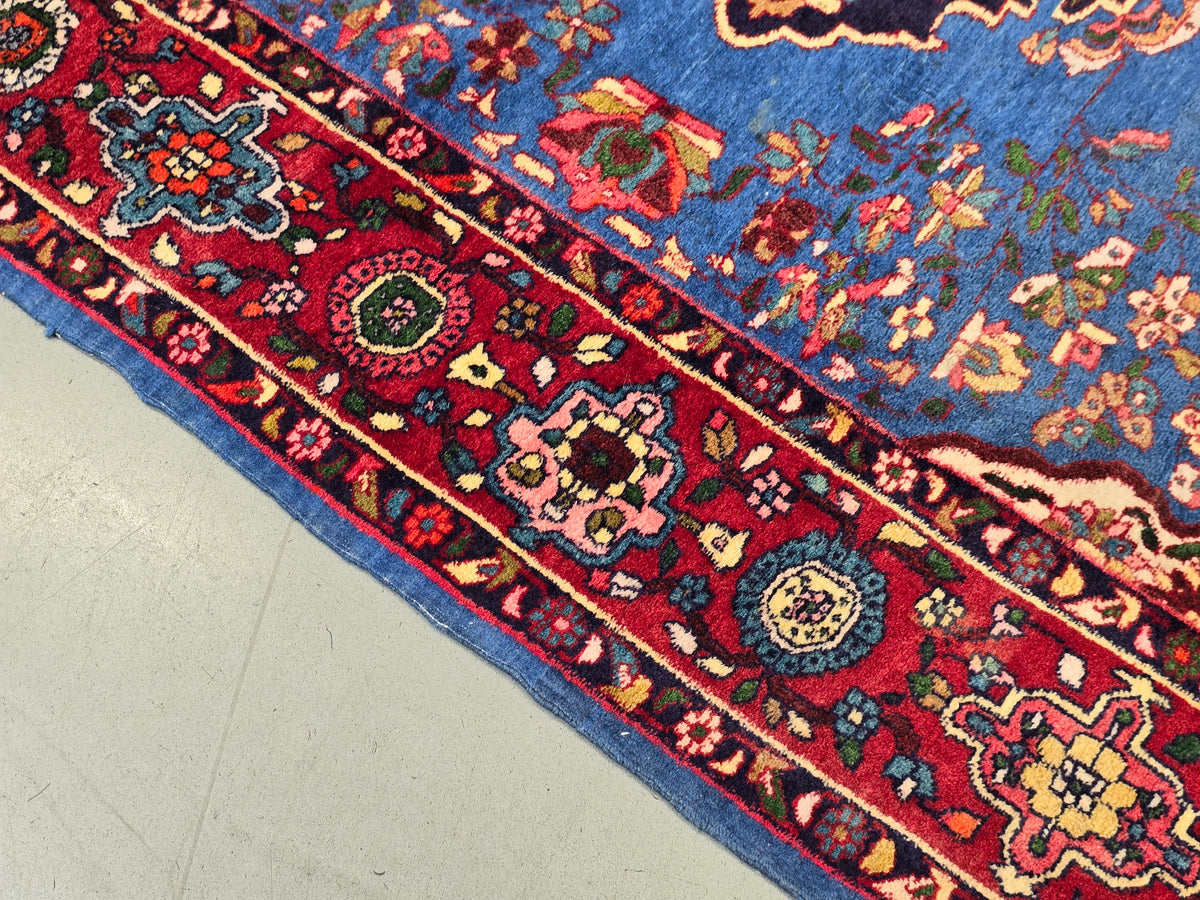 PERSER TEPPICH Keschan Blau Orientteppich Wolle Handgeknüpft Vintage