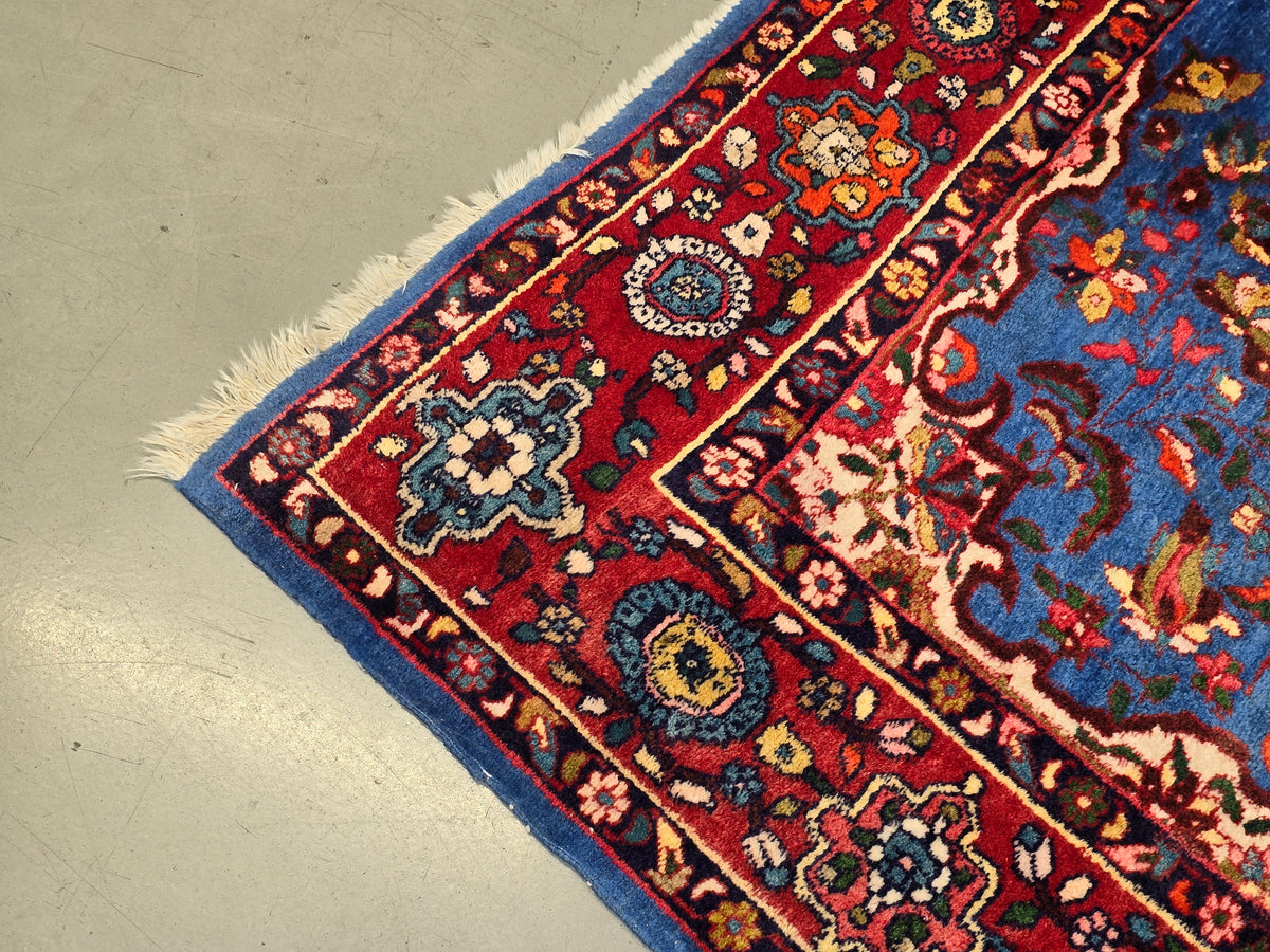 PERSER TEPPICH Keschan Blau Orientteppich Wolle Handgeknüpft Vintage