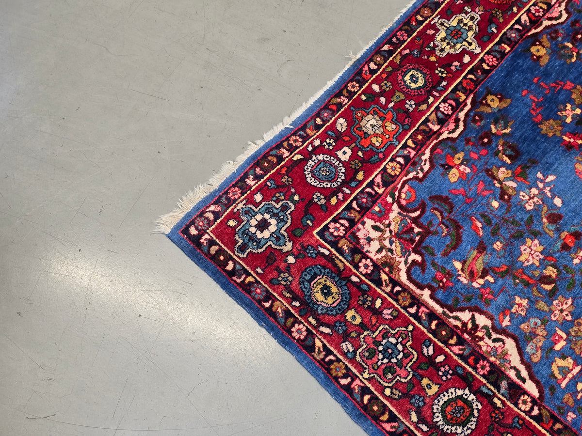 PERSER TEPPICH Keschan Blau Orientteppich Wolle Handgeknüpft Vintage