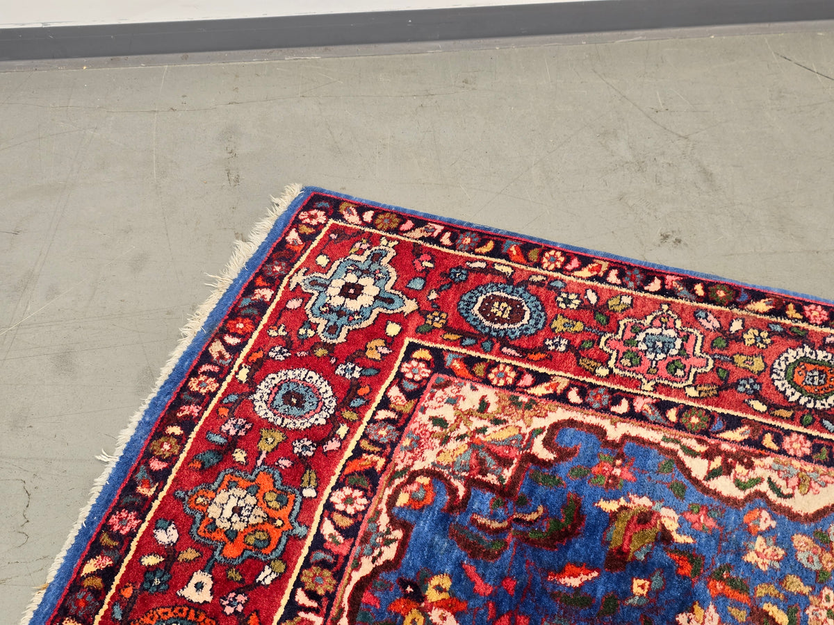 PERSER TEPPICH Keschan Blau Orientteppich Wolle Handgeknüpft Vintage