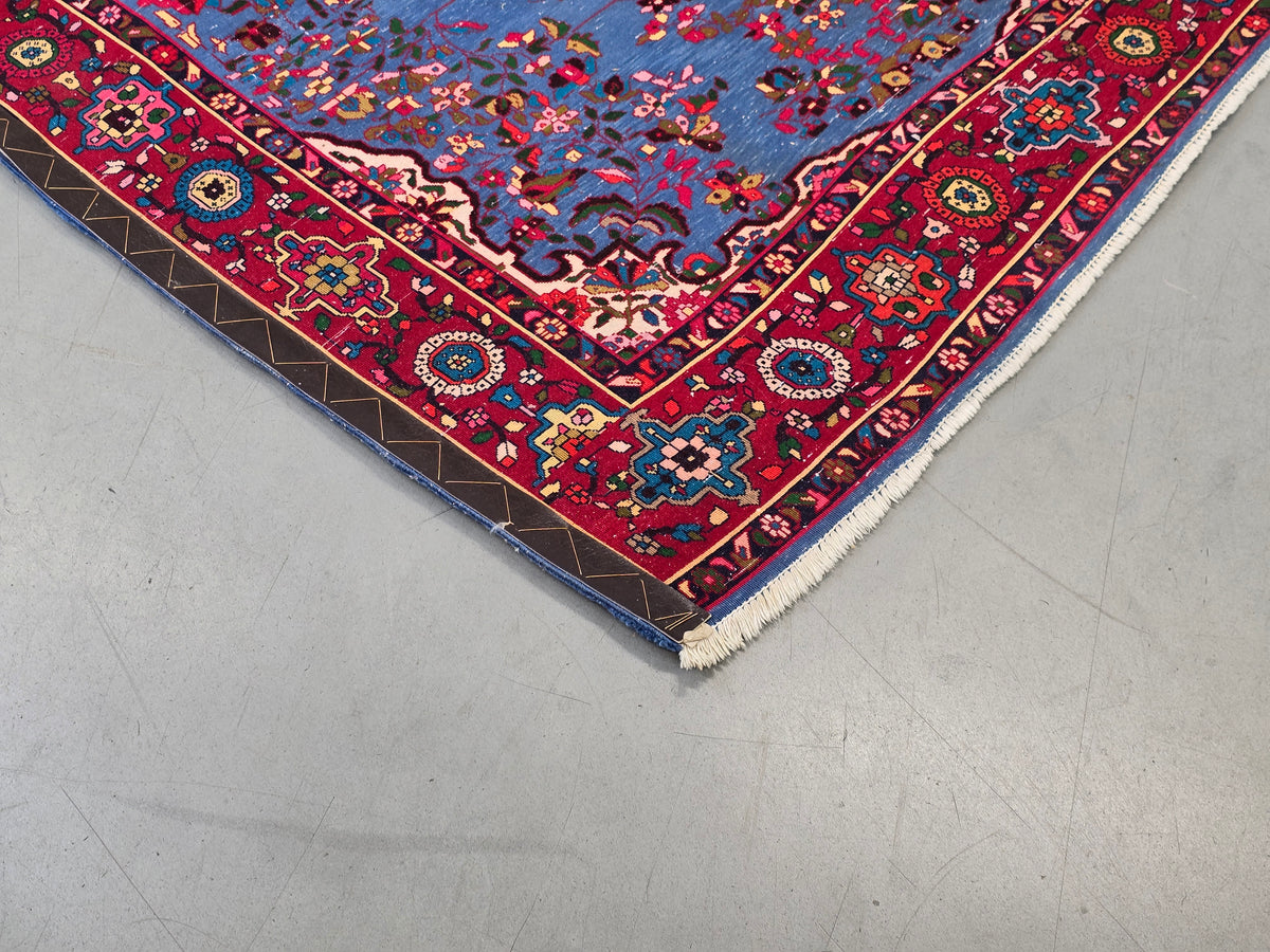 PERSER TEPPICH Keschan Blau Orientteppich Wolle Handgeknüpft Vintage