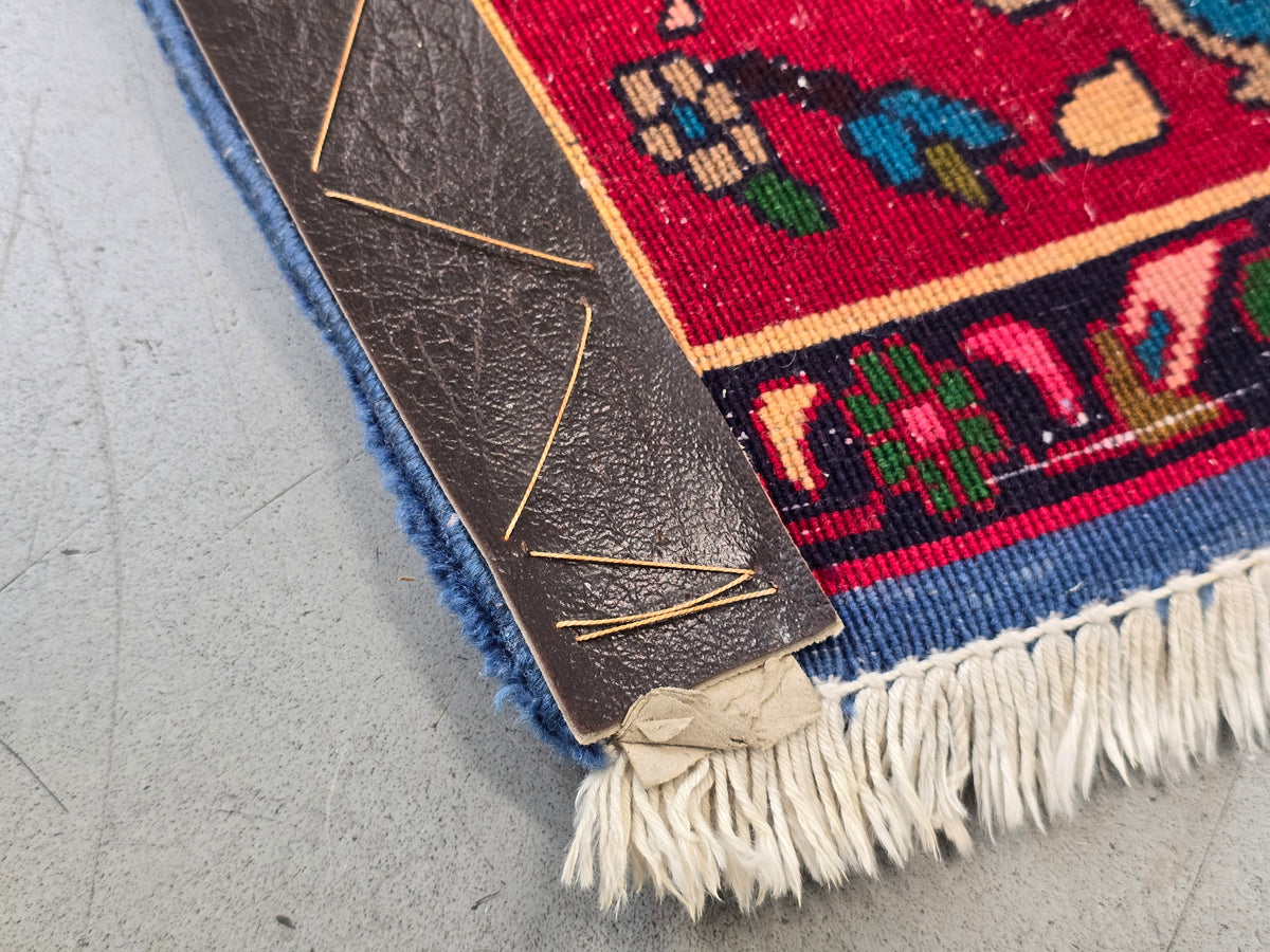 PERSER TEPPICH Keschan Blau Orientteppich Wolle Handgeknüpft Vintage
