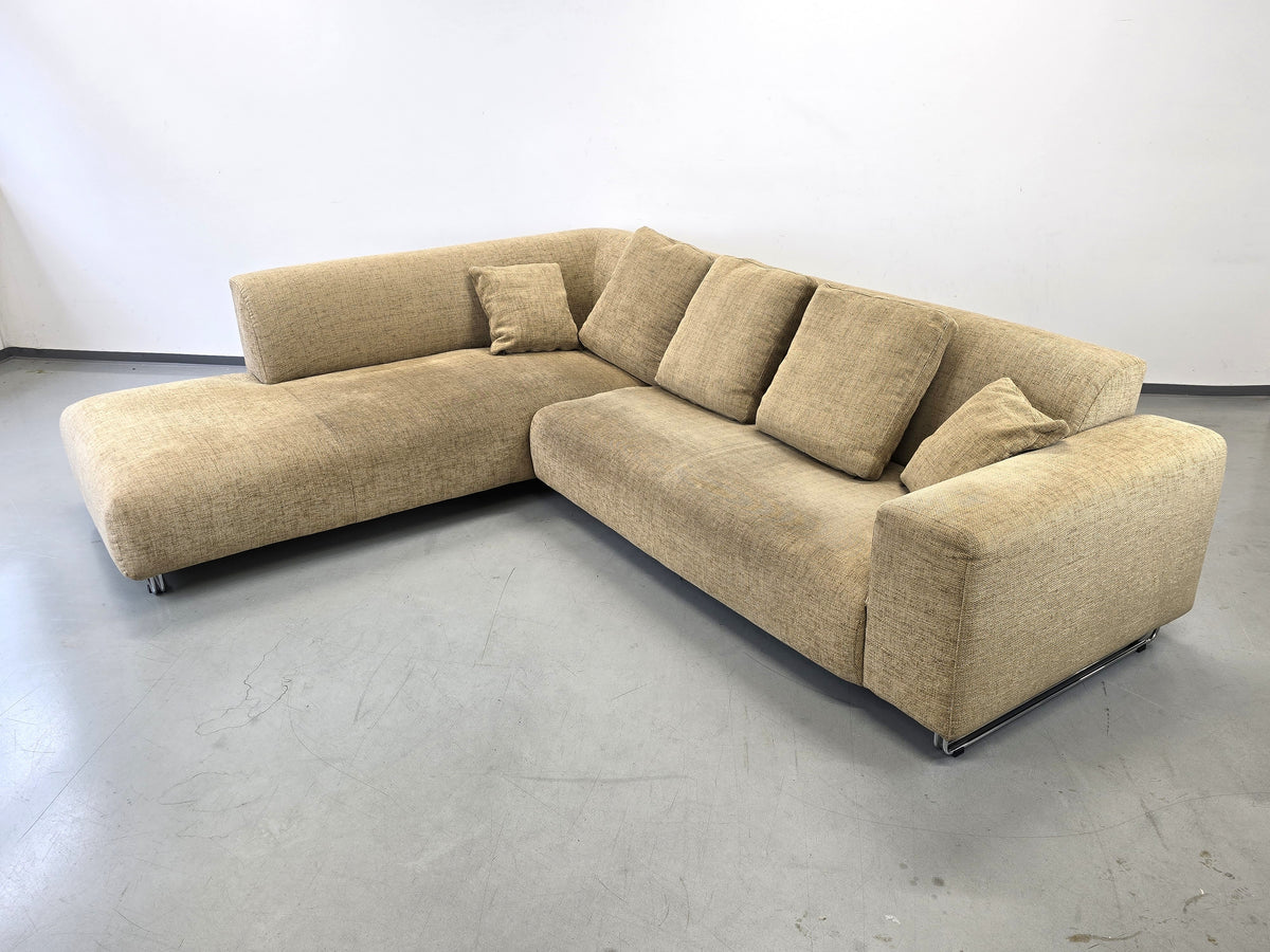 VINTAGE ECKSOFA sofa Couch Wohnlandschaft Beige Beige Sand Polster