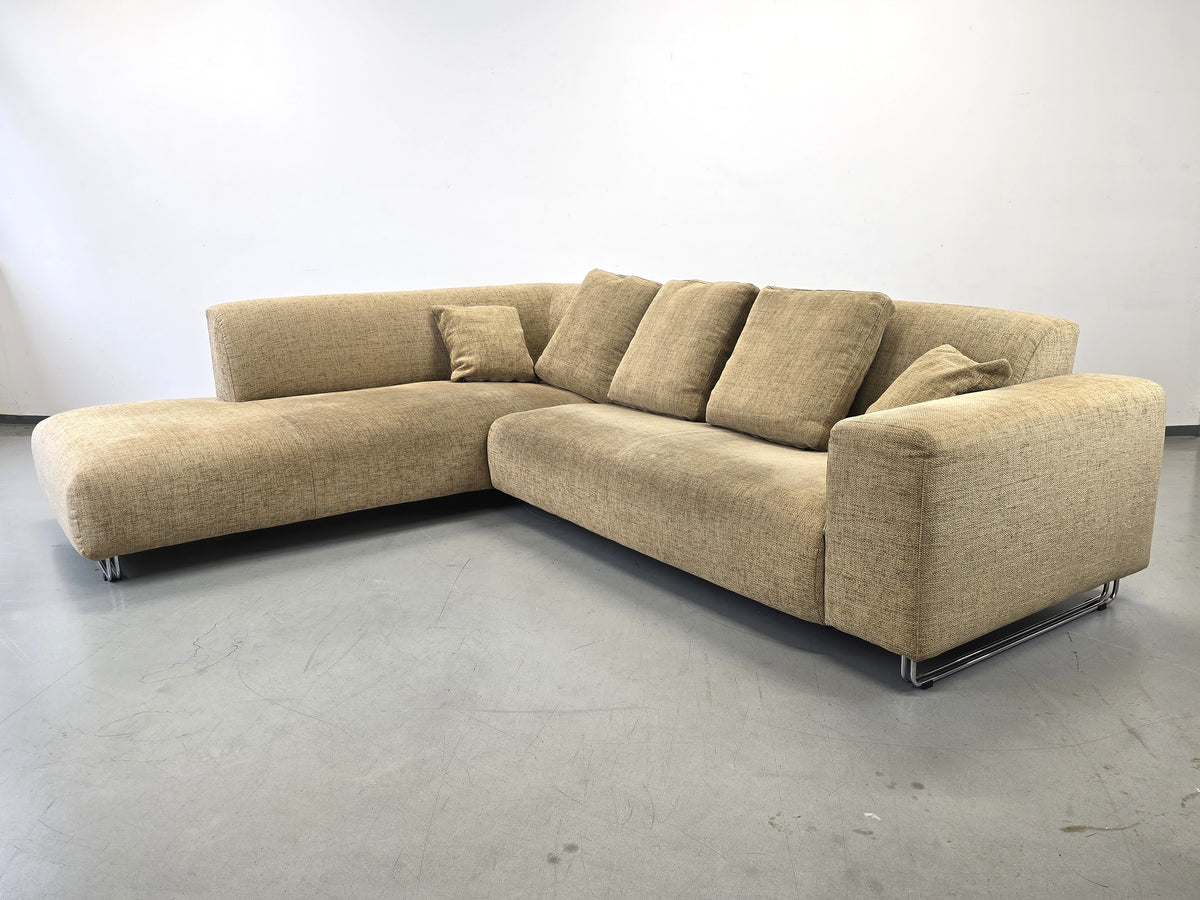 VINTAGE ECKSOFA sofa Couch Wohnlandschaft Beige Beige Sand Polster