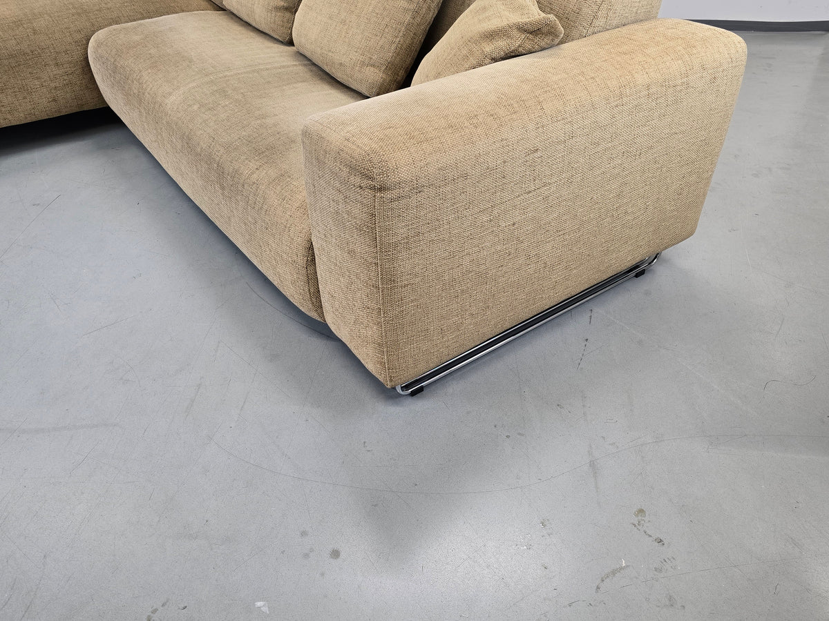 VINTAGE ECKSOFA sofa Couch Wohnlandschaft Beige Beige Sand Polster