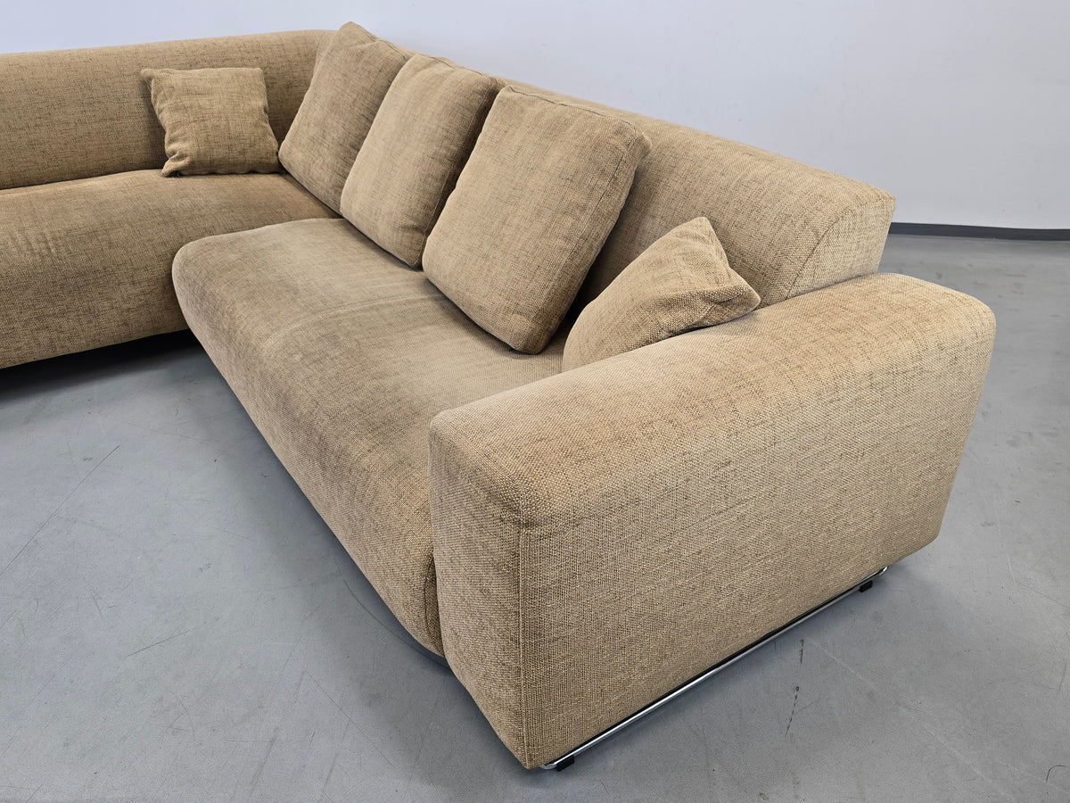 VINTAGE ECKSOFA sofa Couch Wohnlandschaft Beige Beige Sand Polster