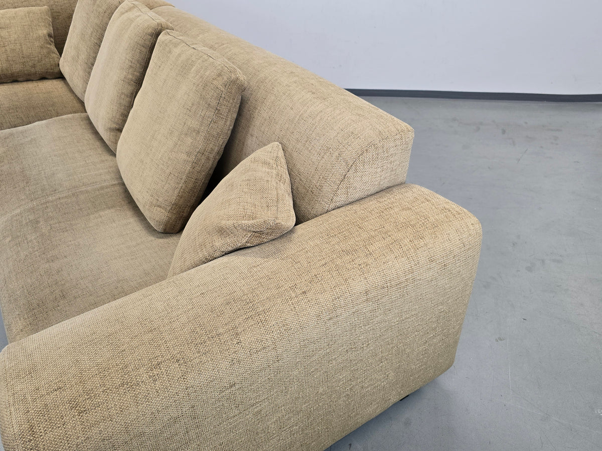 VINTAGE ECKSOFA sofa Couch Wohnlandschaft Beige Beige Sand Polster