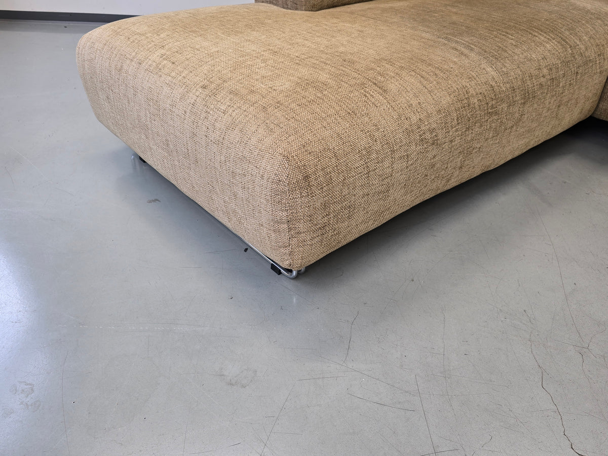 VINTAGE ECKSOFA sofa Couch Wohnlandschaft Beige Beige Sand Polster