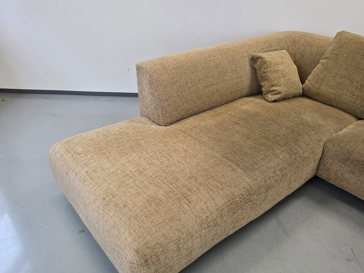 VINTAGE ECKSOFA sofa Couch Wohnlandschaft Beige Beige Sand Polster