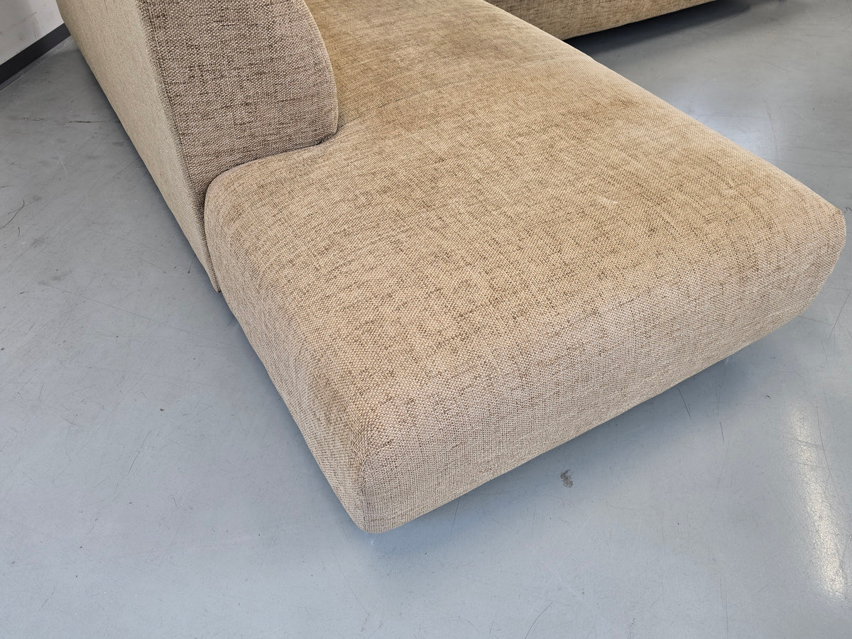 VINTAGE ECKSOFA sofa Couch Wohnlandschaft Beige Beige Sand Polster