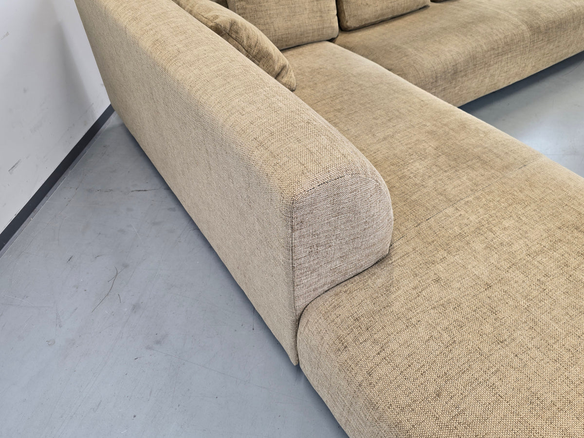 VINTAGE ECKSOFA sofa Couch Wohnlandschaft Beige Beige Sand Polster