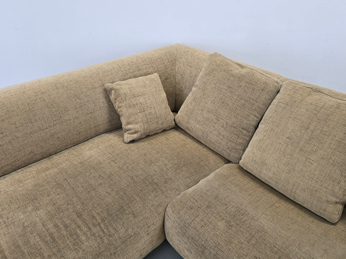 VINTAGE ECKSOFA sofa Couch Wohnlandschaft Beige Beige Sand Polster