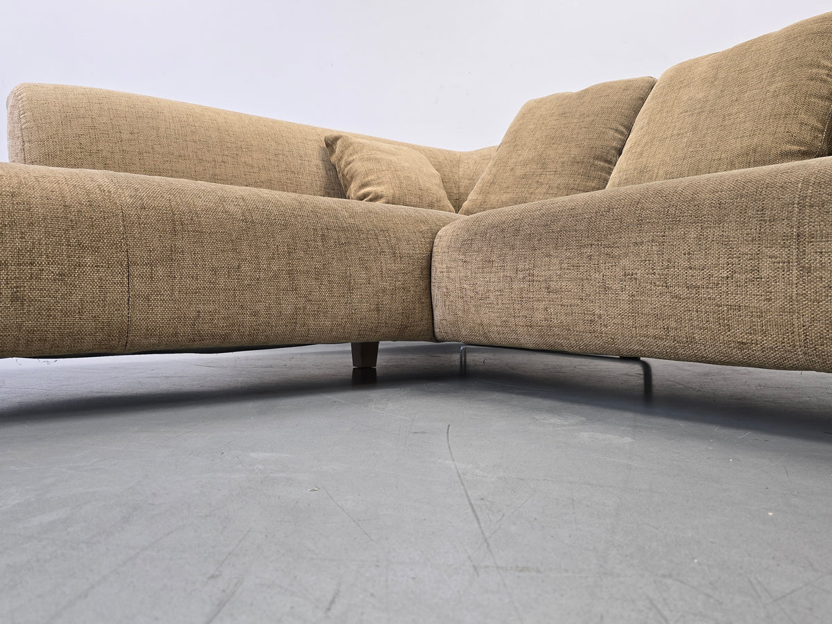 VINTAGE ECKSOFA sofa Couch Wohnlandschaft Beige Beige Sand Polster