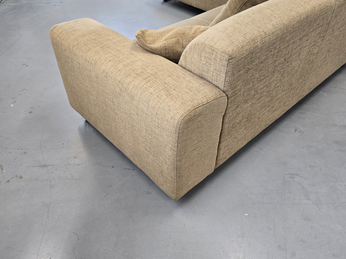 VINTAGE ECKSOFA sofa Couch Wohnlandschaft Beige Beige Sand Polster