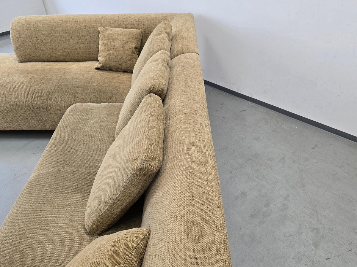 VINTAGE ECKSOFA sofa Couch Wohnlandschaft Beige Beige Sand Polster
