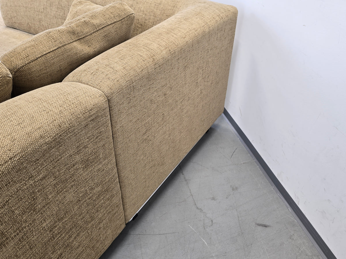 VINTAGE ECKSOFA sofa Couch Wohnlandschaft Beige Beige Sand Polster