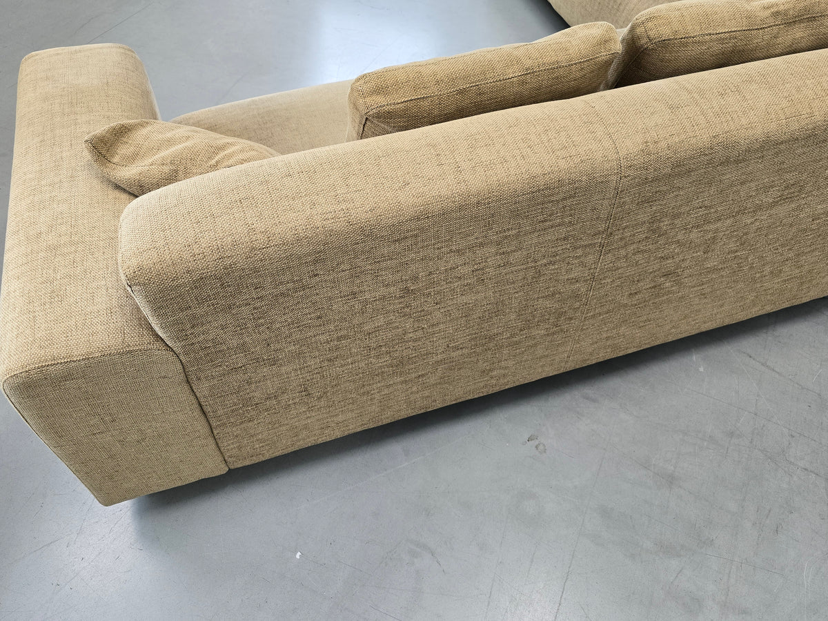 VINTAGE ECKSOFA sofa Couch Wohnlandschaft Beige Beige Sand Polster
