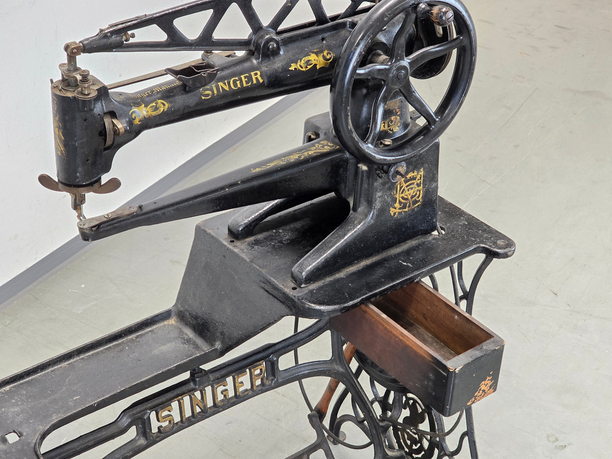 SINGER NÄHMASCHINE Schuhmacher Leder 29K Antik Gusseisen Deko Loft Vtg