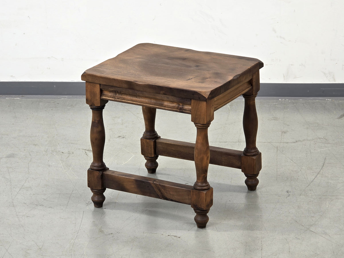 HOCKER BEISTELLTISCH Vintage Brutalist Holz Rustikal Massiv