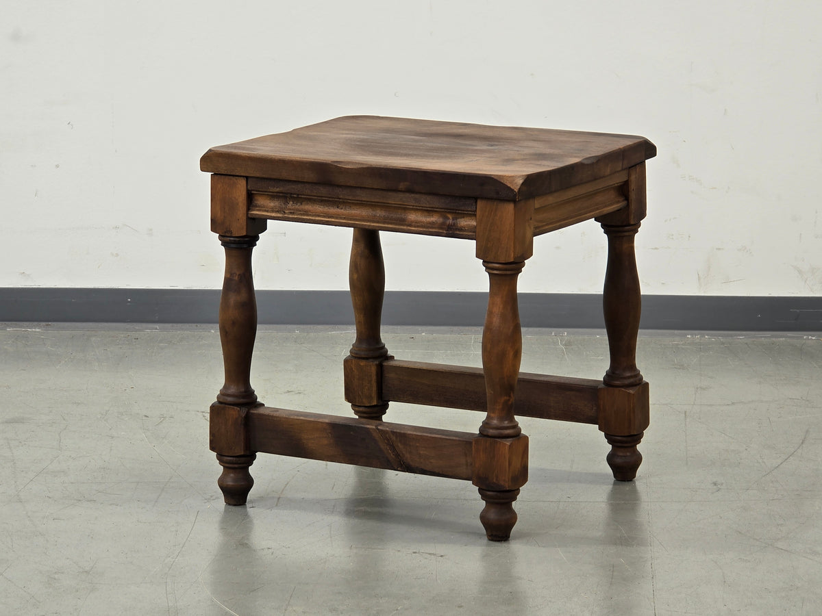 HOCKER BEISTELLTISCH Vintage Brutalist Holz Rustikal Massiv