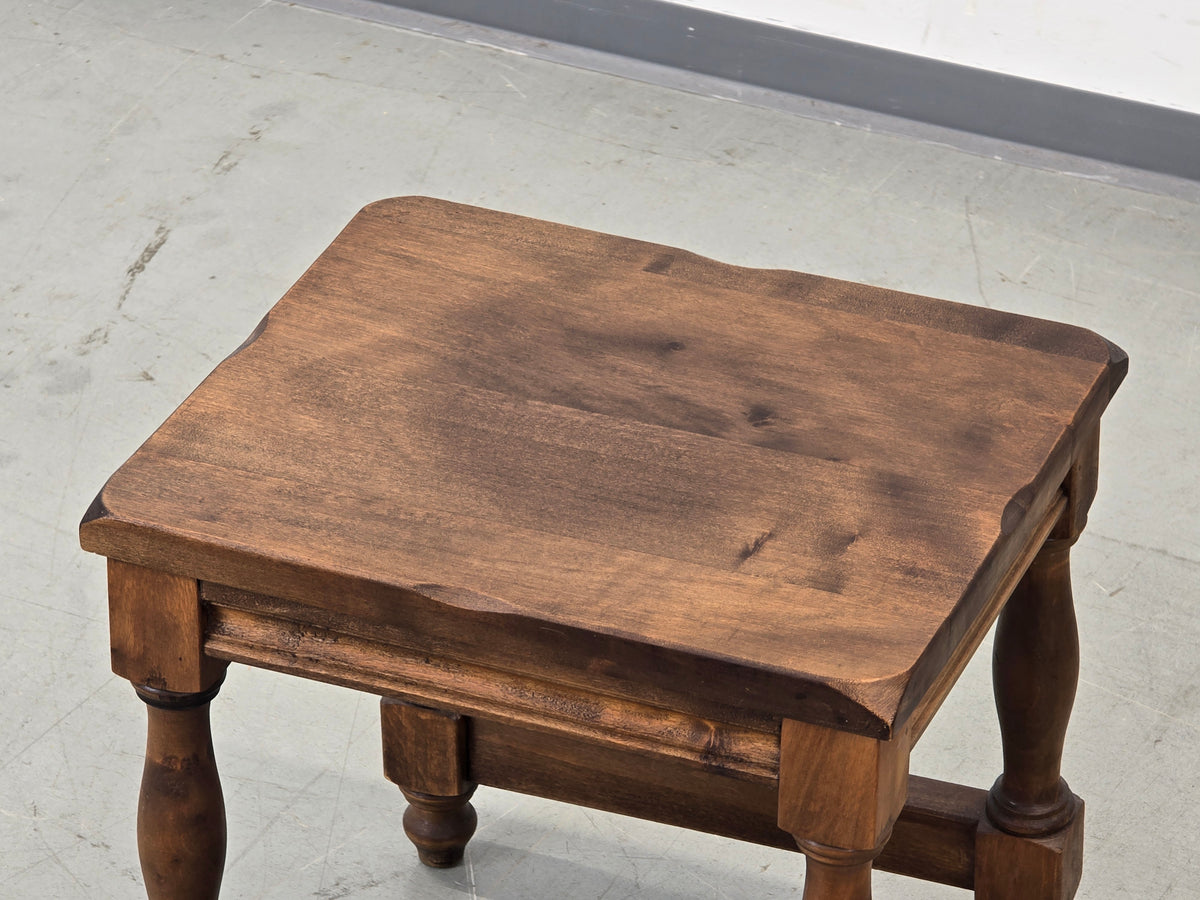 HOCKER BEISTELLTISCH Vintage Brutalist Holz Rustikal Massiv