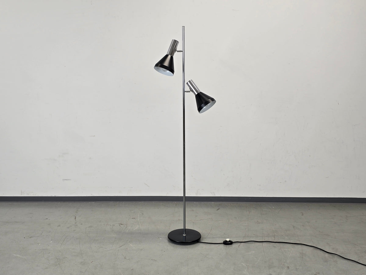 MID CENTURY STEHLAMPE Leuchte Vintage schwarz chrom Licht 60s