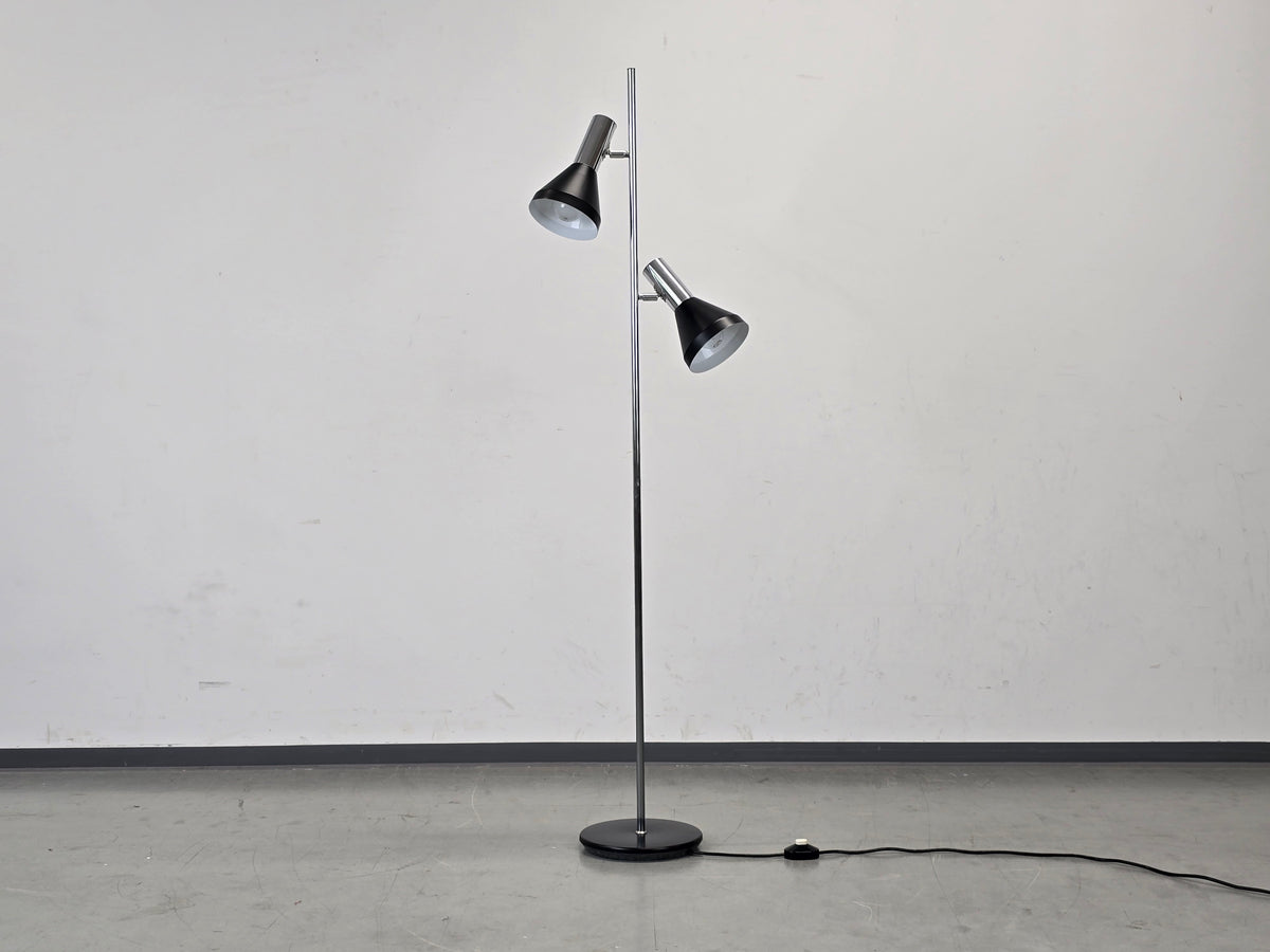 MID CENTURY STEHLAMPE Leuchte Vintage schwarz chrom Licht 60s