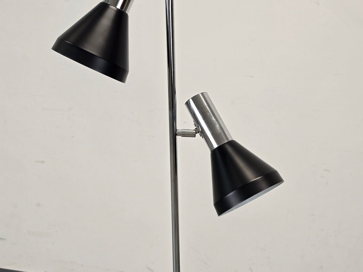 MID CENTURY STEHLAMPE Leuchte Vintage schwarz chrom Licht 60s
