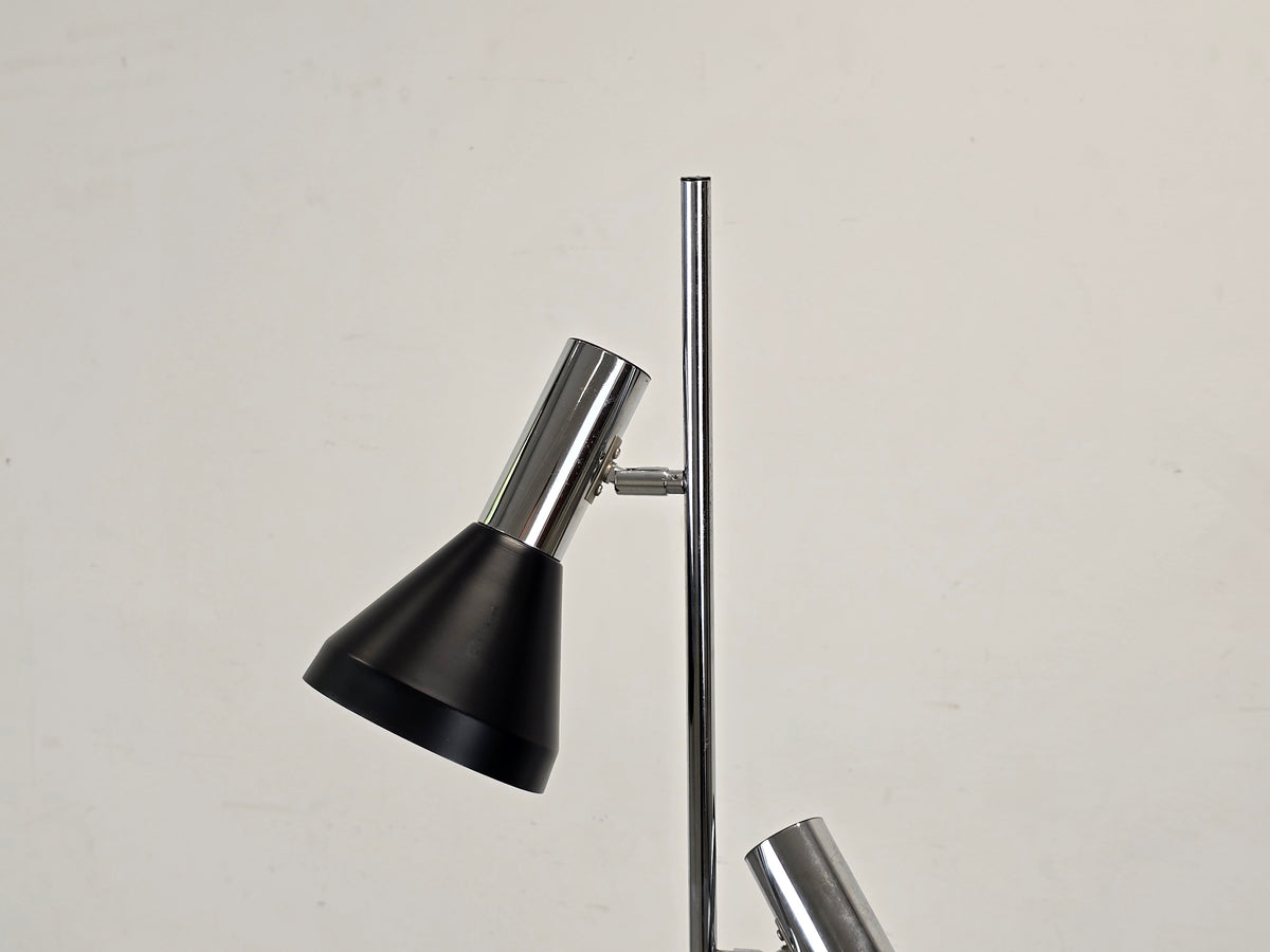 MID CENTURY STEHLAMPE Leuchte Vintage schwarz chrom Licht 60s