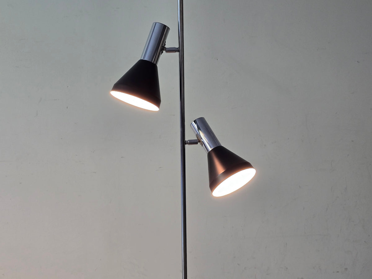 MID CENTURY STEHLAMPE Leuchte Vintage schwarz chrom Licht 60s