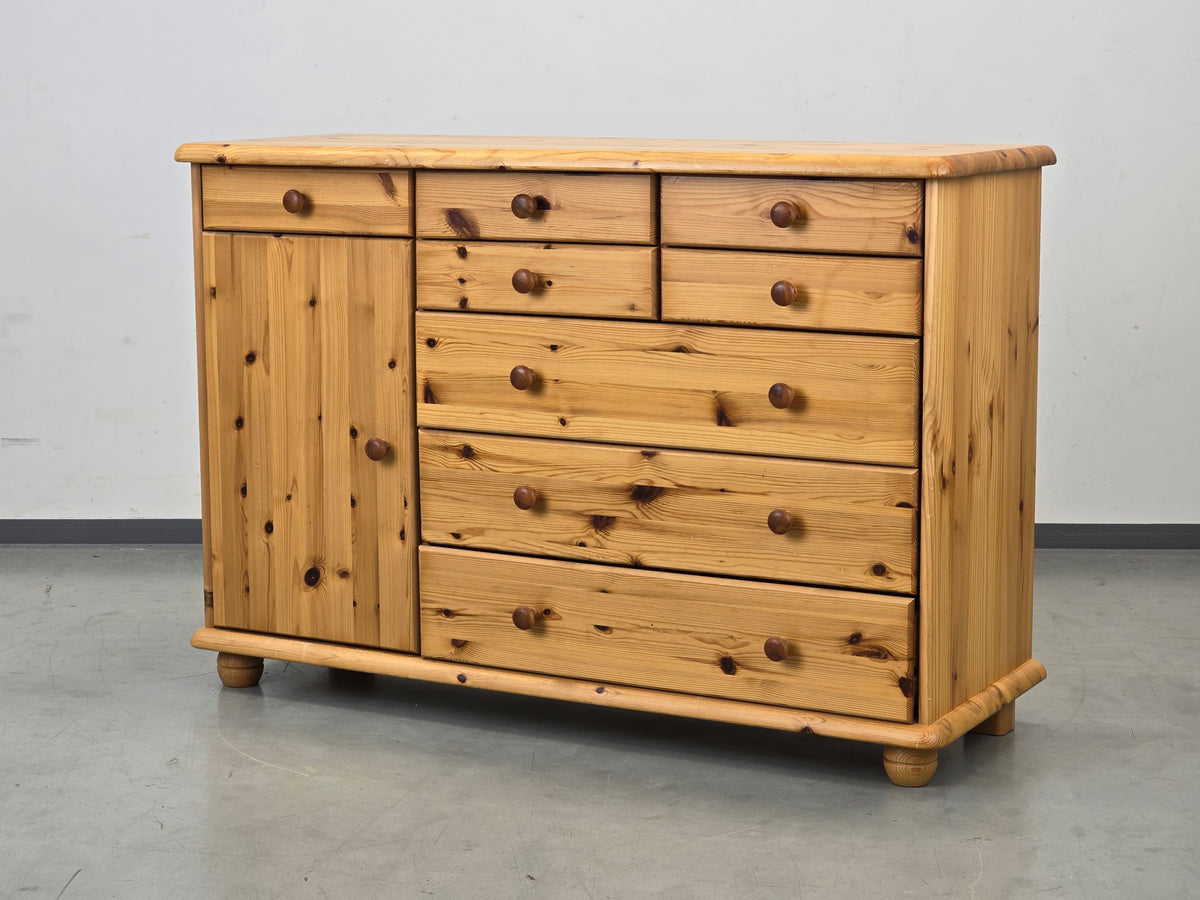 VOLLHOLZ KOMMODE Vintage Kiefer Holz Sideboard Schubladen Schuh