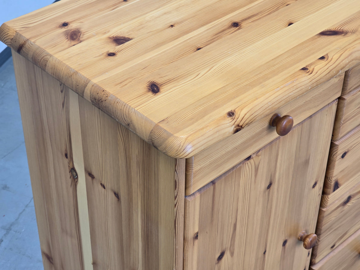 VOLLHOLZ KOMMODE Vintage Kiefer Holz Sideboard Schubladen Schuh
