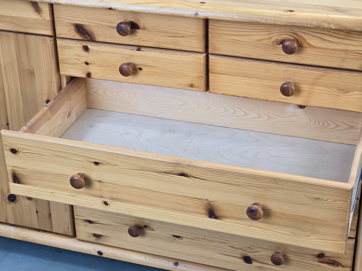VOLLHOLZ KOMMODE Vintage Kiefer Holz Sideboard Schubladen Schuh
