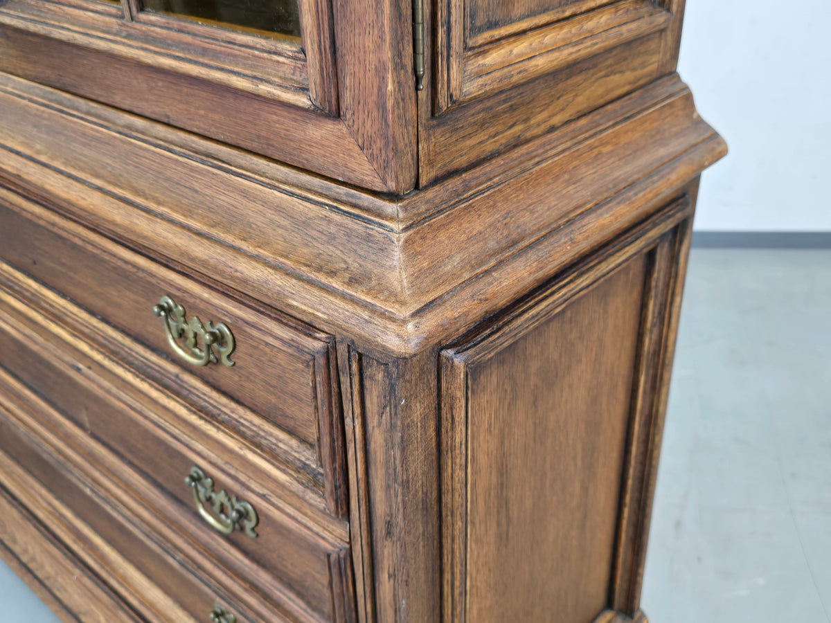 VINTAGE VITRINE Massiv Schrank Kommode Barock Stil Aufsatzschrank
