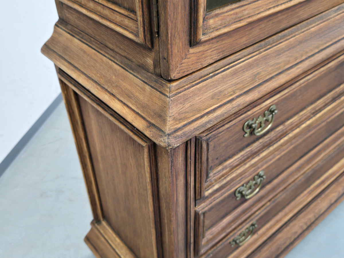 VINTAGE VITRINE Massiv Schrank Kommode Barock Stil Aufsatzschrank