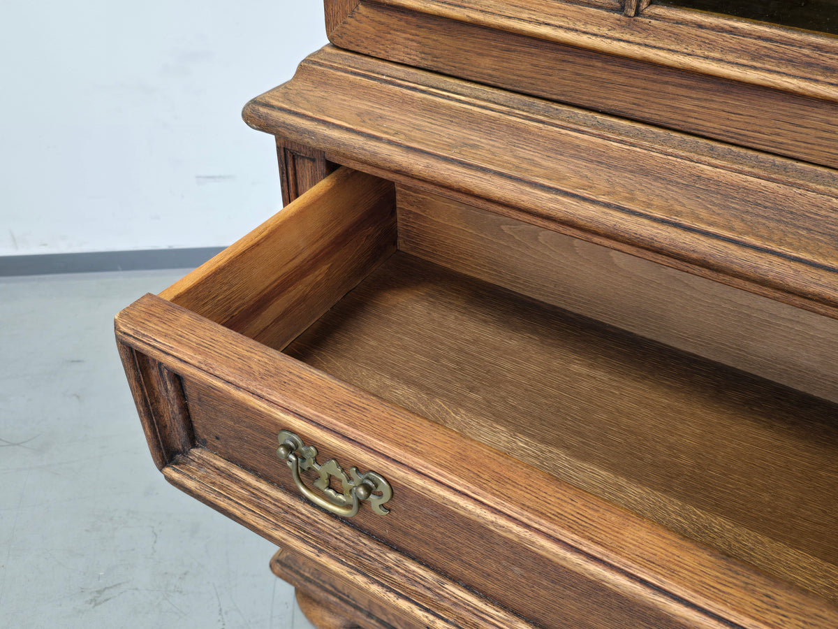 VINTAGE VITRINE Massiv Schrank Kommode Barock Stil Aufsatzschrank