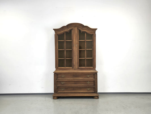 VINTAGE VITRINE Massiv Schrank Kommode Barock Stil Aufsatzschrank